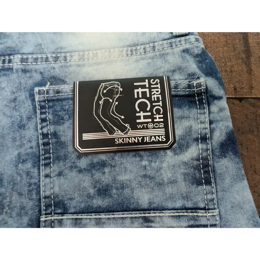 WT02 Stretch Tech Skinny Jeans Light Sand Blue 32x30 New